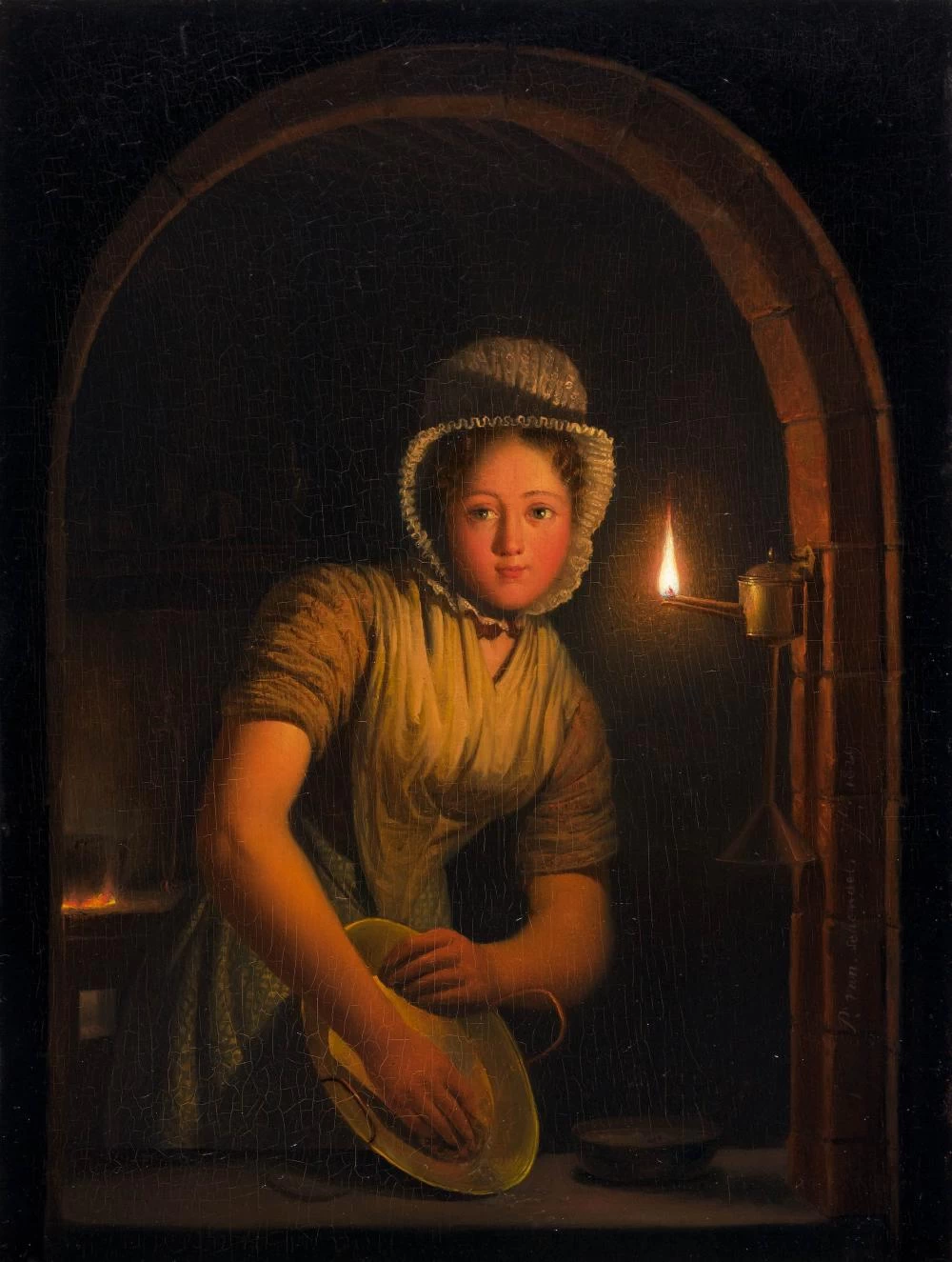 Una giovane donna a lume di candela. 1829